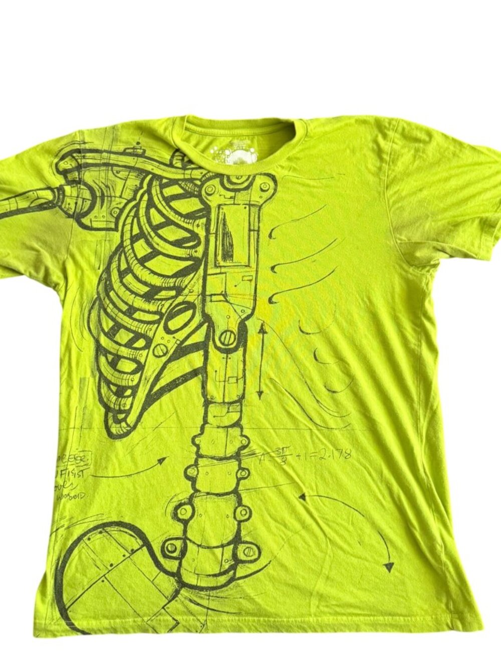 Vintage Iron Fist Black Mechanical Skeleton Design Size L Cotton Blend
